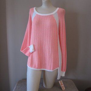 NWT GIANNI BINI JUNIOR SHEER KNIT CORAL SWEATER S